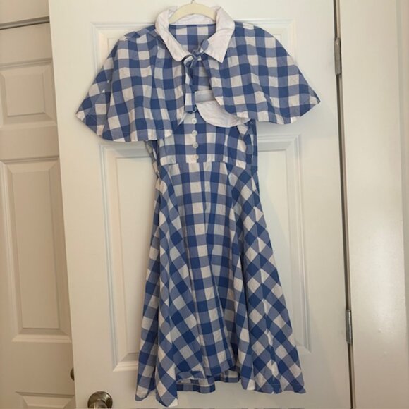ModCloth Bea and Dot 1950s Vintage Style Gingham A-line Dress with Capelet - Picture 3 of 6